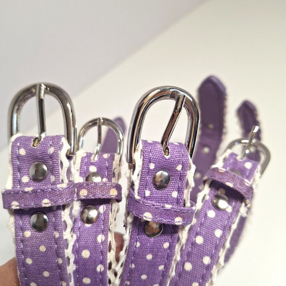 X-Small Purple Polka Dot Dog Harness Top Paw Flower Accents 2 Lot Lavender Pearl - Picture 5 of 9